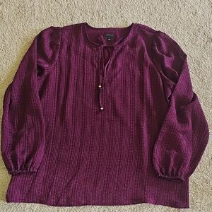 Ann Taylor Red and Purple Blouse with Relaxed Buttoned Style